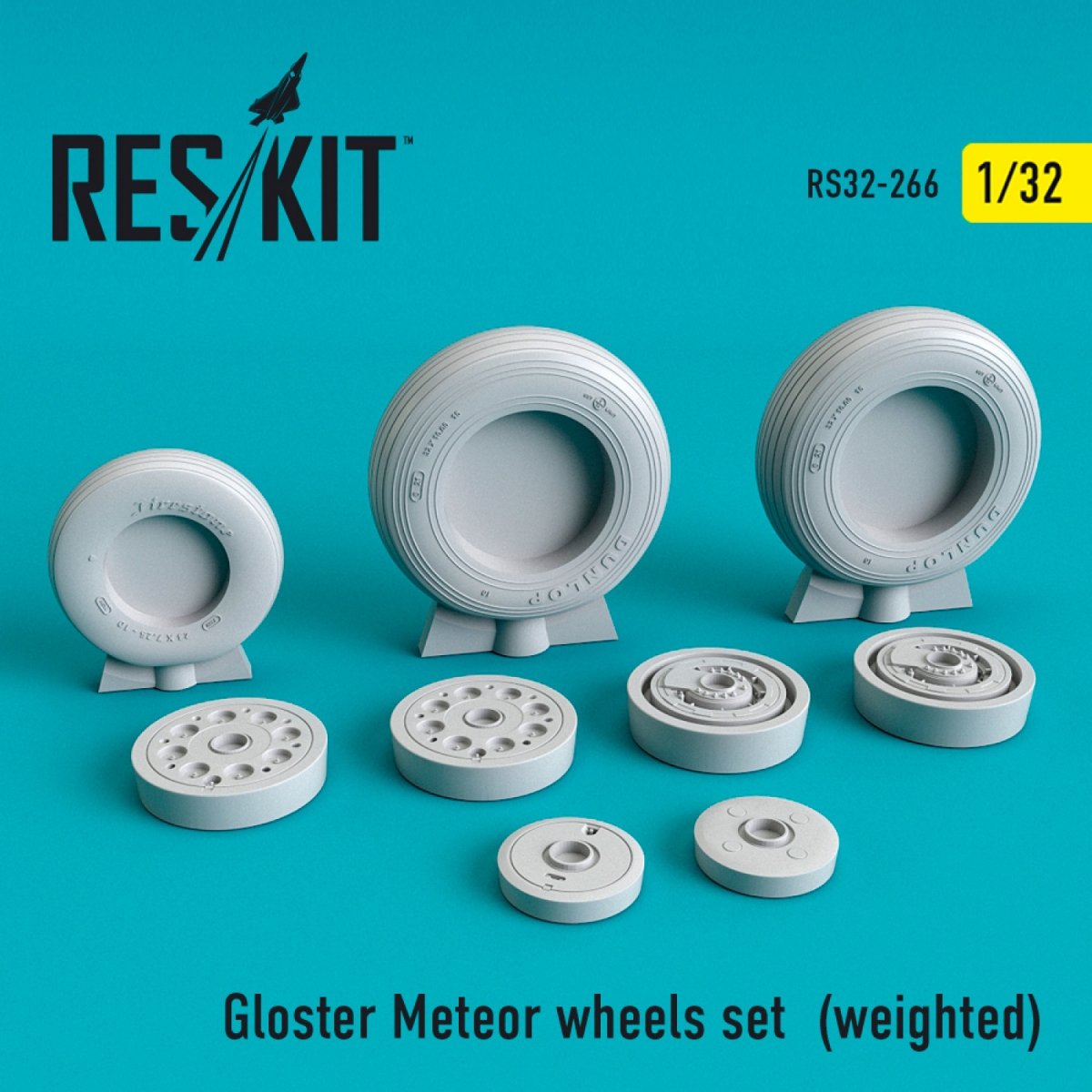 RESKIT RS32-0266 ENSEMBLE DE ROUES GLOSTER METEOR (LESTÉES) 1/32