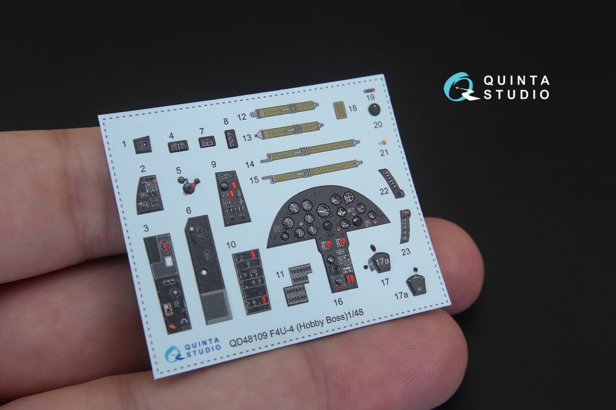 Intérieur imprimé en 3D et coloré sur papier décalcomanie Quinta Studio QD48109 F4U-4 (pour kit HobbyBoss) 1/48  – immagine 3