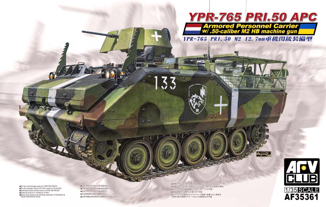 AFV Club 35361 YPR-765 PRI.50 APC avec mitrailleuse M2 HB de calibre .50, échelle 1/35