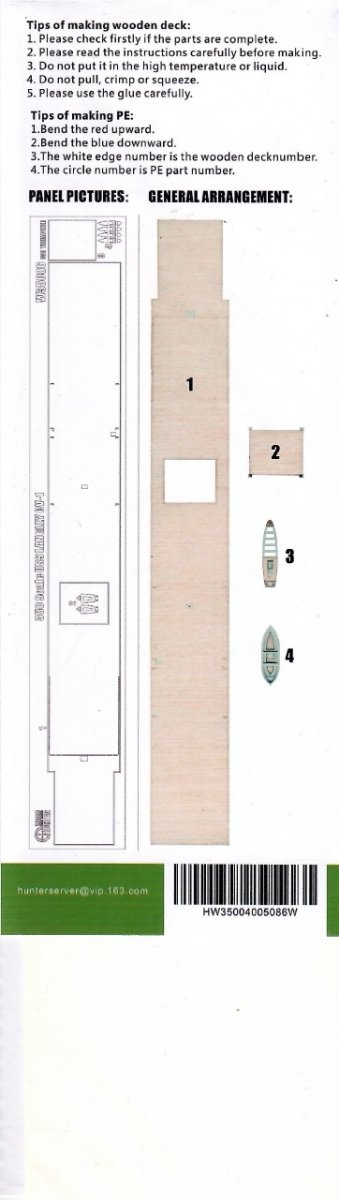 Maquette en bois Wood Hunter W35086 USS Langley CV-1 pour Trumpeter 05631 au 1/350 – Bild 2