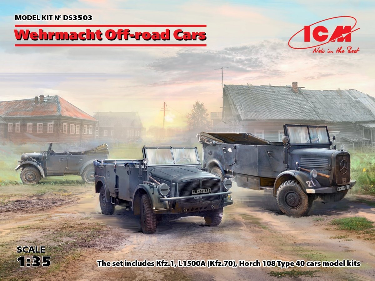 ICM DS3503 Voitures tout-terrain de la Wehrmacht (Kfz.1, Horch 108 Typ 40, L1500A) 1/35