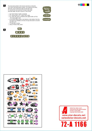 Star Decals 72-A1166 US M4A3(76) en Europe 1944-45. 25e bataillon de chars. 37e bataillon de chars. 761e bataillon de chars. 778e bataillon de chars. Échelle 1/72 – immagine 2
