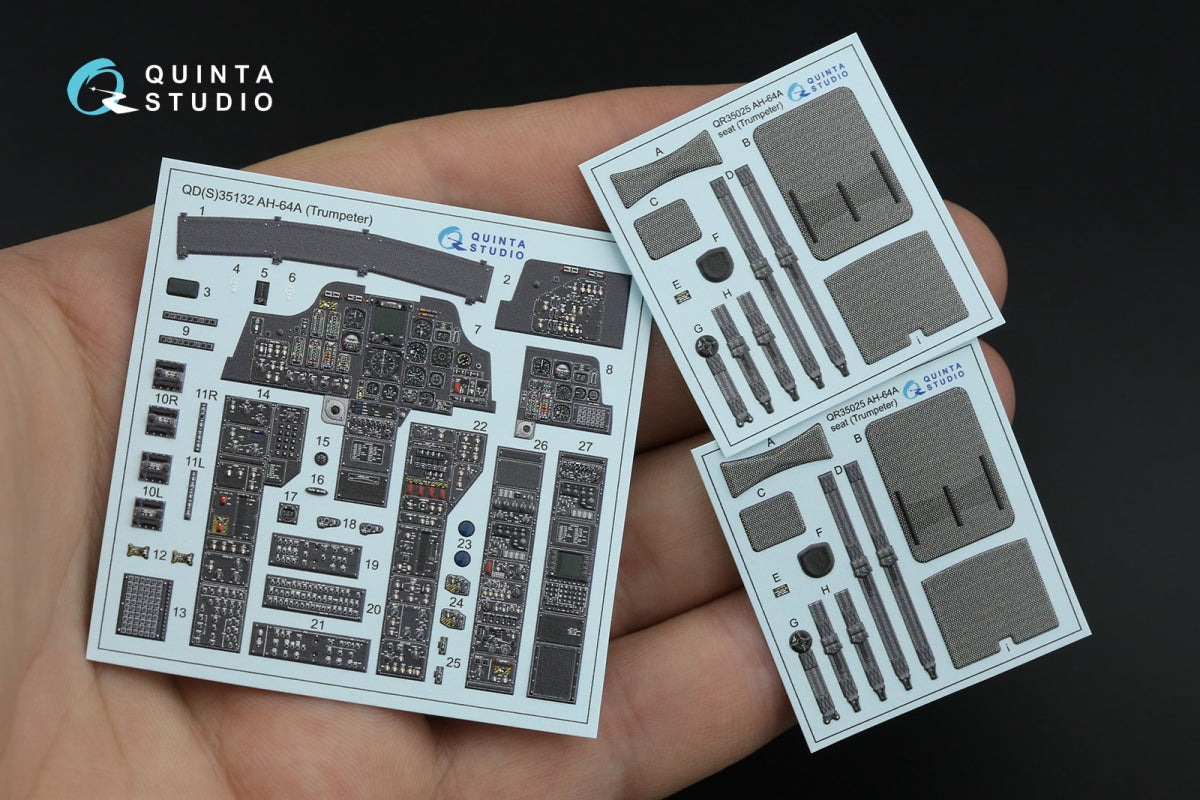 Intérieur coloré imprimé en 3D sur papier décalcomanie (Trumpeter) Quinta Studio QD35132 AH-64A 1/35 – image 3