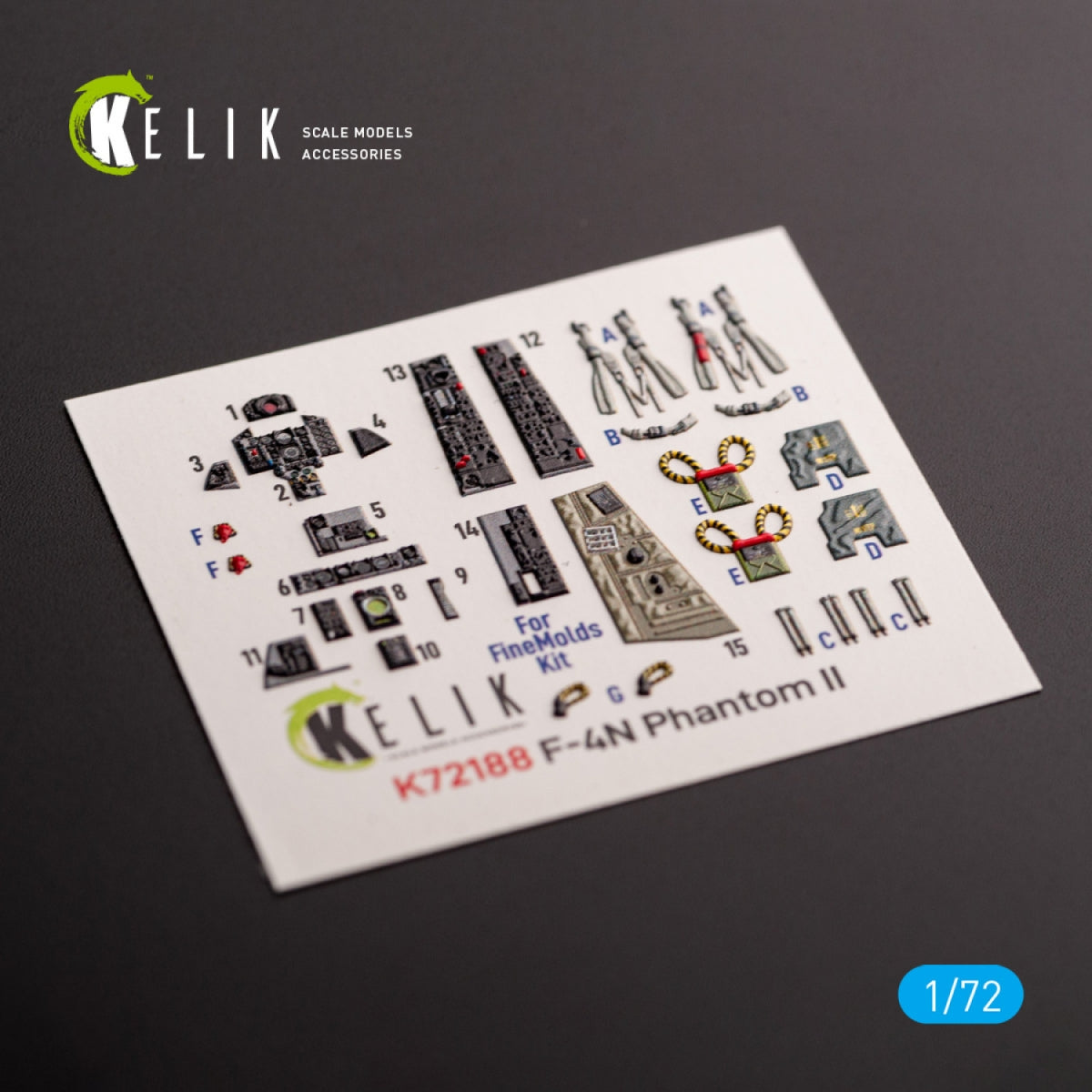 KELIK K72188 F-4N Phantom - interior 3D decals for FineMolds kit 1/72