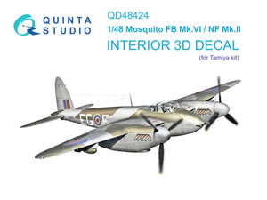Intérieur coloré imprimé en 3D sur papier décalcomanie pour le Mosquito FB Mk.VI/NF Mk.II (Tamiya) - Quinta Studio QD48424 - Échelle 1/48