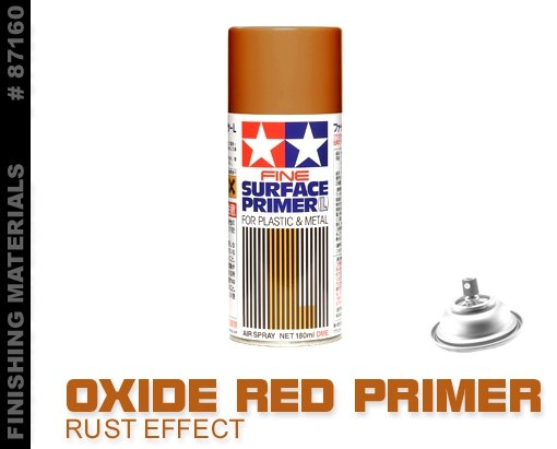 Tamiya 87160 Apprêt de surface fin Tamiya L pour plastique et métal (rouge oxyde) 180 ml