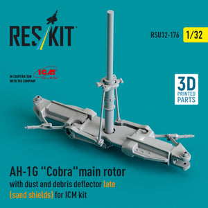 RESKIT RSU32-0176 AH-1G « Cobra » rotor principal avec déflecteur de poussière et de débris (pare-sable), version tardive pour kit ICM (impression 3D) 1/32 – image 2