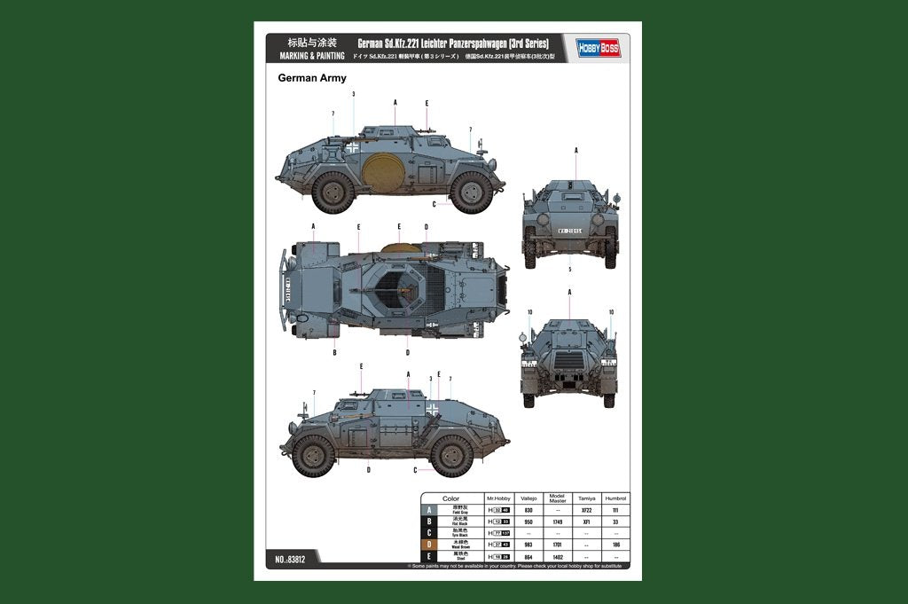 Hobby Boss 83812 allemand Sd.Kfz.221 Leichter Panzerspahwagen (3e série)  – Bild 3