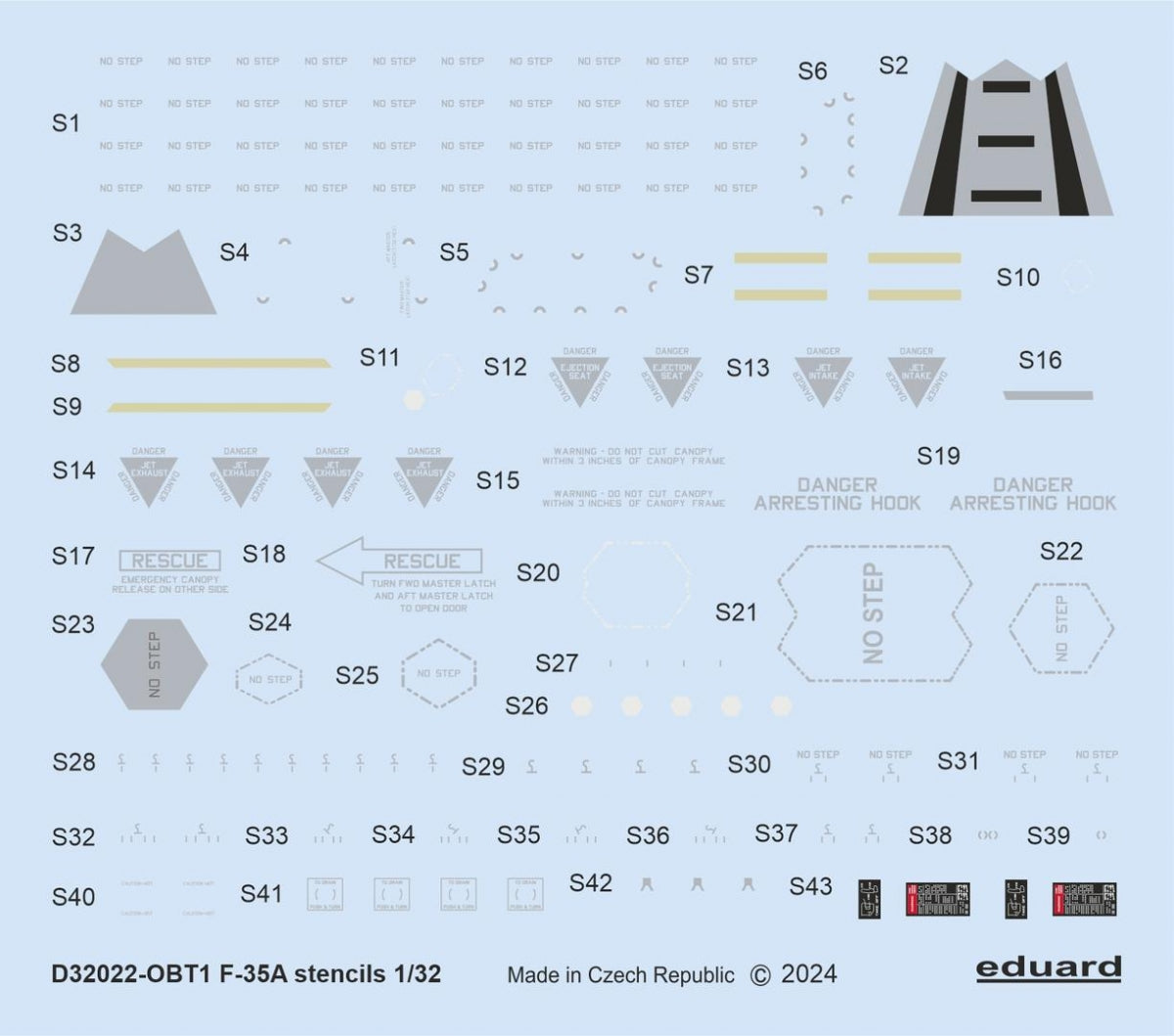 Pochoirs Eduard D32022 F-35A ITALERI 1/32