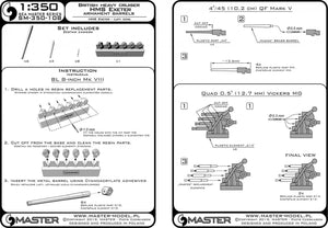Master SM-350-108 HMS Exeter (1939) - canons - 8 pouces (6 pièces), 4 pouces (4 pièces), Vickers 0,5 pouce (8 pièces) avec éléments en résine pour le montage des canons (pour maquette Trumpeter) 1/350 – imagen 5