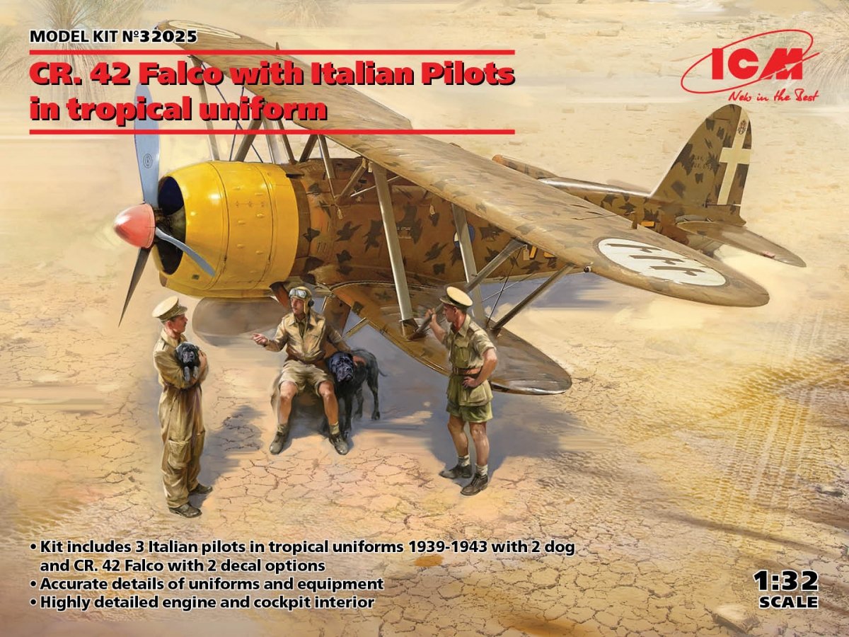 ICM 32025 CR. 42 Falco avec pilotes italiens en uniforme tropical 1/32
