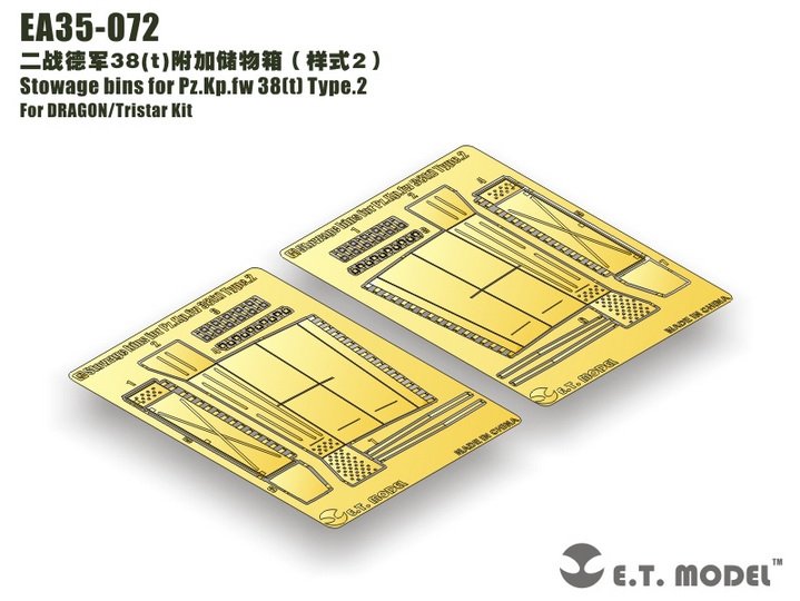 ET Modèle EA35-072 Coffres de rangement pour Pz.Kp.fw 38(t) Type.2 Pour maquette DRAGON 1/35