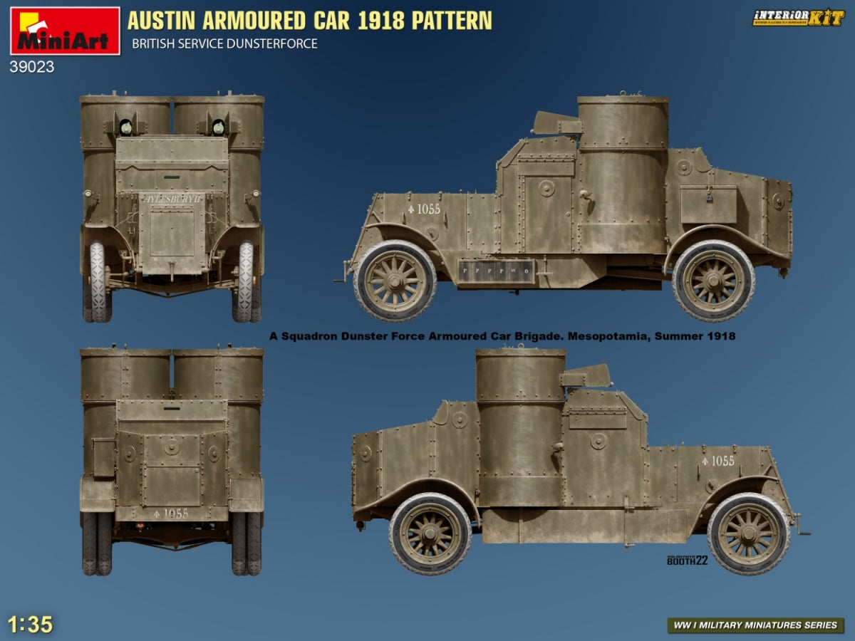 Miniart 39023 MODÈLE DE VOITURE BLINDÉE AUSTIN 1918. SERVICE BRITANNIQUE DUNSTERFORCE. KIT INTÉRIEUR 1/35 – immagine 7