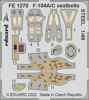 Ceintures de sécurité Eduard FE1270 F-104A/C STEEL KINETIC 1/48