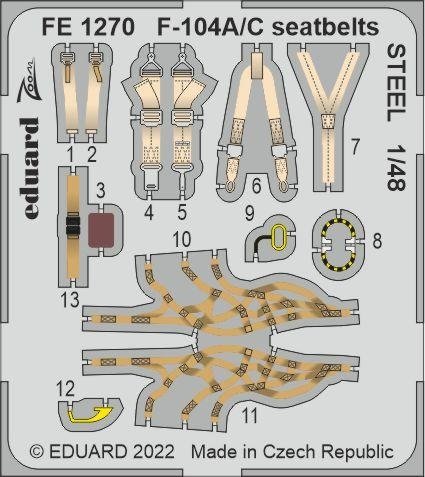Ceintures de sécurité Eduard FE1270 F-104A/C STEEL KINETIC 1/48