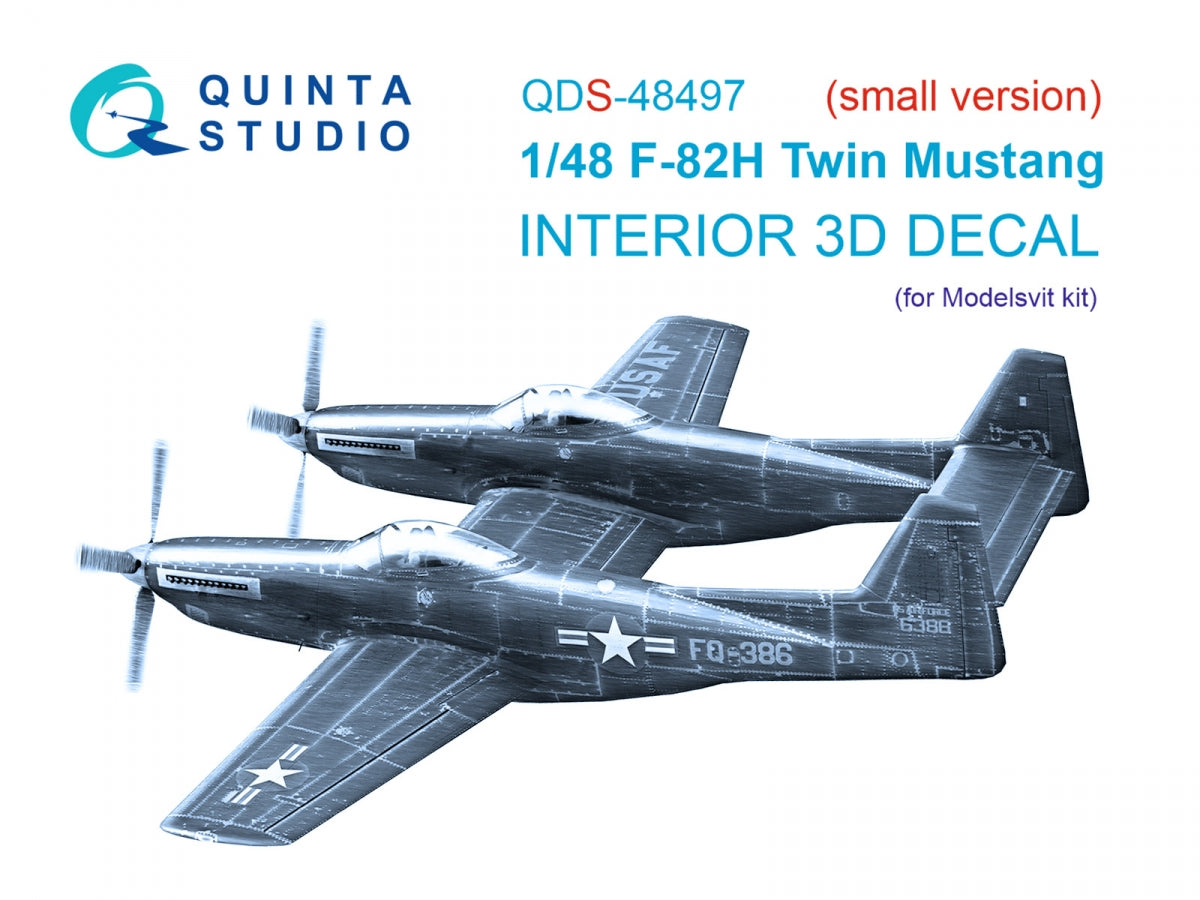 Intérieur coloré imprimé en 3D sur papier décalcomanie pour F-82H Twin Mustang (Modèles) (Petite version) Quinta Studio QDS-48497 (Échelle 1/48)