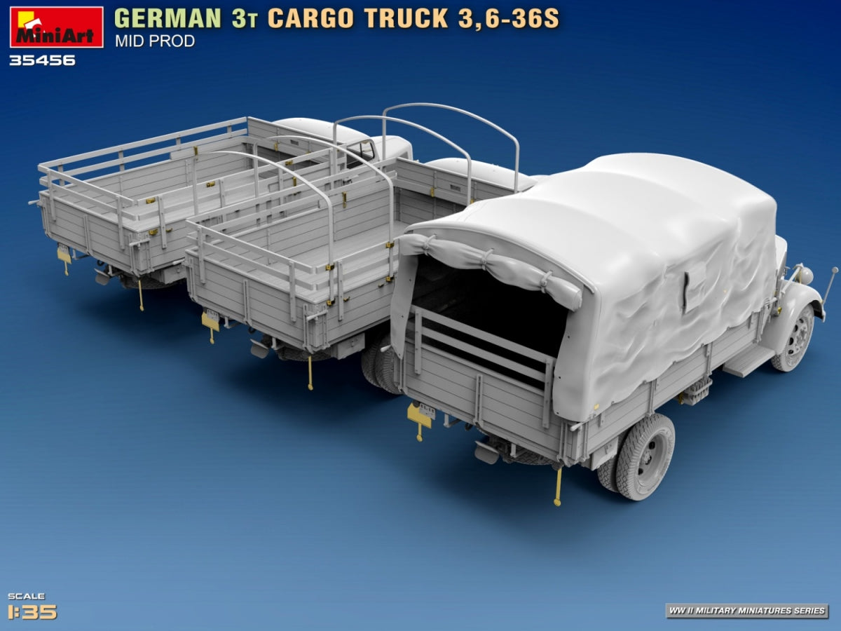 Miniart 35456 CAMION DE CHARGEMENT ALLEMAND 3T 3.6-36S MID PROD 1/35 – imagen 6