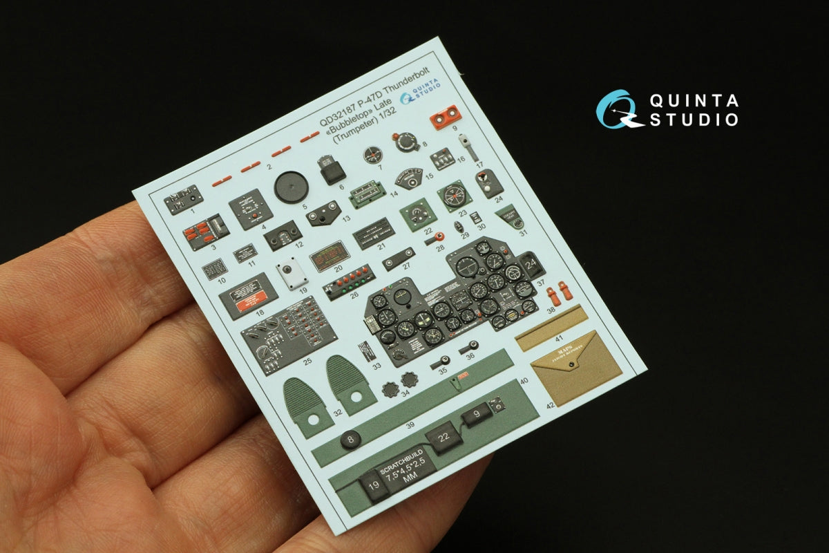 Quinta Studio QD32187 P-47D Thunderbolt Bubbletop (version tardive) Intérieur coloré imprimé en 3D sur papier décalcomanie (Trumpeter) 1/32 – Bild 4