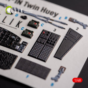 KELIK K48105 UH-1N « Twin Huey » - décalcomanies 3D intérieures pour maquette Zimi Model/KittyHawk au 1/48  – immagine 6