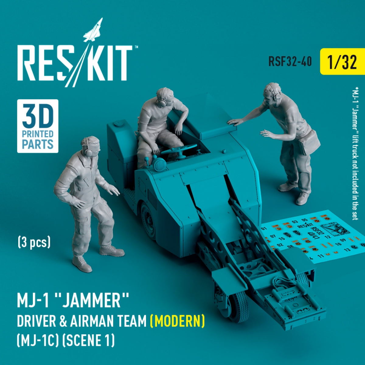 RESKIT RSF32-0040 MJ-1 "Jammer" Driver &amp; airman team (Modern) (MJ-1C) (scene 1) (3 pcs) (3D Printed)1/32
