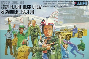 Fujimi 350011 Équipage du pont d&amp;#39;envol de l&amp;#39;US Navy et tracteur de porte-avions 1/72