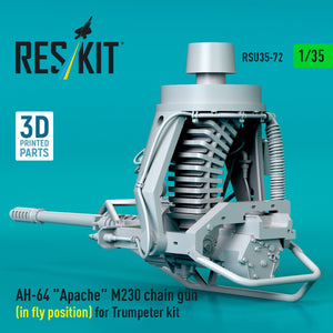 RESKIT RSU35-0072 AH-64 « Apache » M230 mitrailleuse (en position de vol) pour maquette Trumpeter (impression 3D) 1/35 – image 3