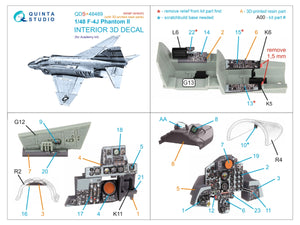 Quinta Studio QDS+48489 F-4J Phantom II Intérieur imprimé en 3D et coloré sur papier décalcomanie (Academy) (Petite version) (avec pièces en résine imprimées en 3D) 1/48 – image 3