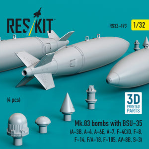 RESKIT RS32-0493 Bombes Mk.83 avec BSU-35 (4 pièces) (impression 3D) 1/32 – Bild 2