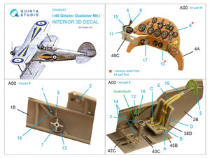 Intérieur imprimé en 3D et coloré sur papier décalcomanie (Roden) Quinta Studio QD48297 Gloster Gladiator MKI 1/48 – image 2
