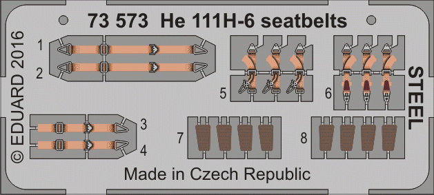 Ceintures de sécurité Eduard 73573 He 111H-6, fixation acier, échelle 1/72