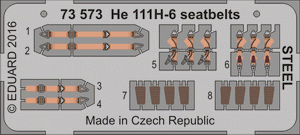Ceintures de sécurité Eduard 73573 He 111H-6, fixation acier, échelle 1/72