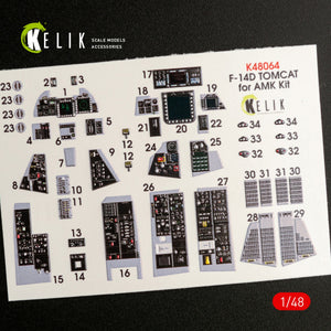 KELIK K48064 F-14D TOMCAT DÉCALCOMANIES 3D INTÉRIEURES POUR MAQUETTE AMK 1/48 – immagine 3