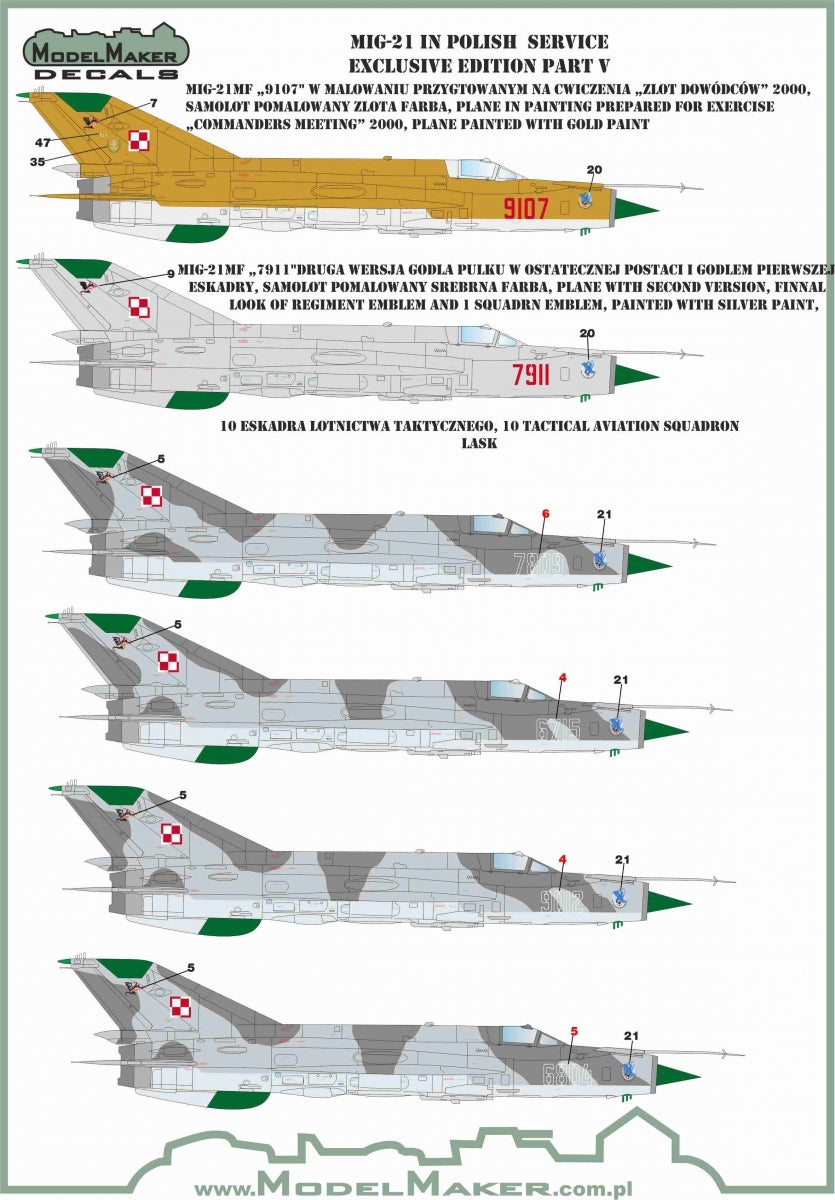 Décalcomanies ModelMaker D48154 MiG-21 en service polonais, édition exclusive partie V 1/48 – image 2