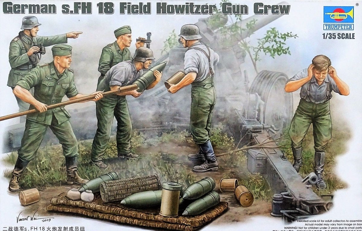 Trumpeter 00425 Équipe de canonniers de l&amp;#39;obusier de campagne allemand s.FH 18 (1/35)