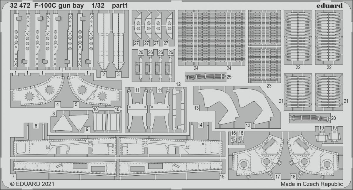 Baie de mitrailleuse Eduard 32472 F-100C TRUMPETER 1/32