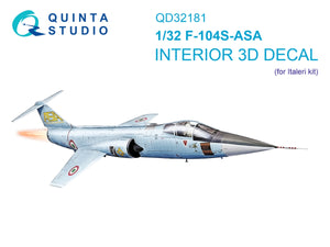 Intérieur coloré imprimé en 3D sur papier décalcomanie Quinta Studio QD32181 F-104S-ASA (Italeri) 1/32