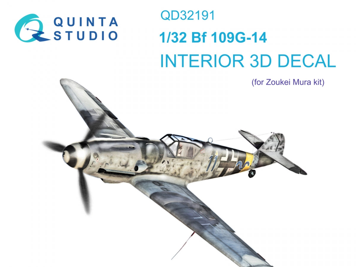 Intérieur coloré imprimé en 3D sur papier décalcomanie (Zoukei Mura SWS) Quinta Studio QD32191 Bf 109G-14, échelle 1/32
