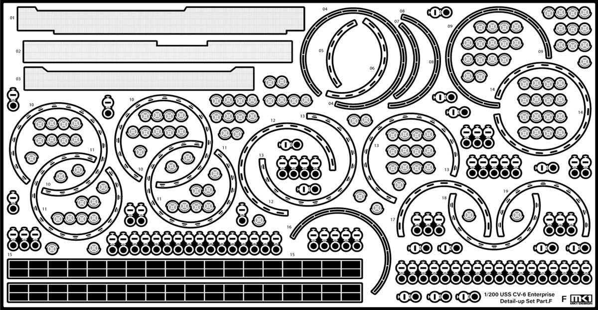 MK1 Design MD-20021 Porte-avions CV-6 Enterprise de l&amp;#39;US Navy - Pièces de détail pour maquette Trumpeter au 1/200 – imagen 63