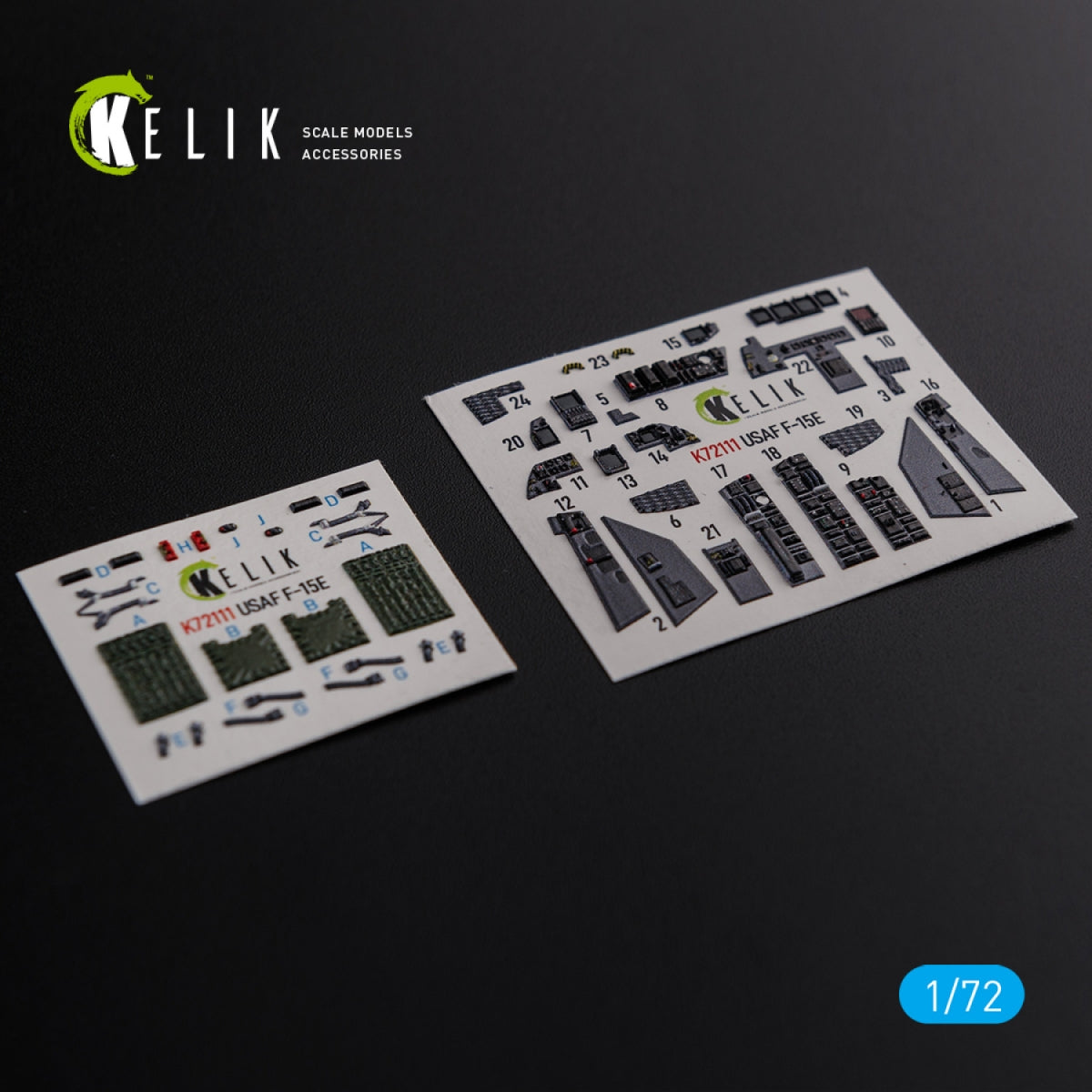 Décalcomanies 3D pour l'intérieur du F-15E KELIK K72111, compatibles avec la maquette Academy au 1/72