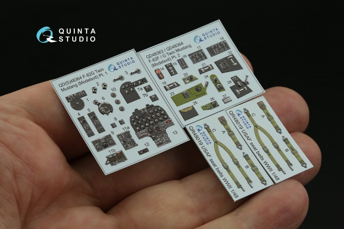 Intérieur imprimé en 3D et coloré sur papier décalcomanie Quinta Studio QD48364 F-82G Twin Mustang (Modelsvit) 1/48 – image 9
