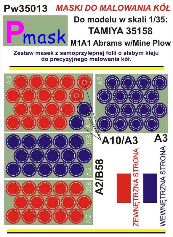 Masque PW35013 M1A1 ABRAMS AVEC TRAÎNE-MINE TAMIYA 35158 (1/35)