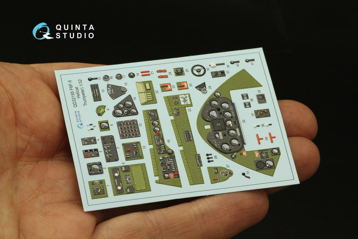Intérieur imprimé en 3D et coloré sur papier décalcomanie Quinta Studio QD32195 F6F-5 Hellcat (Trumpeter) 1/32 – imagen 4