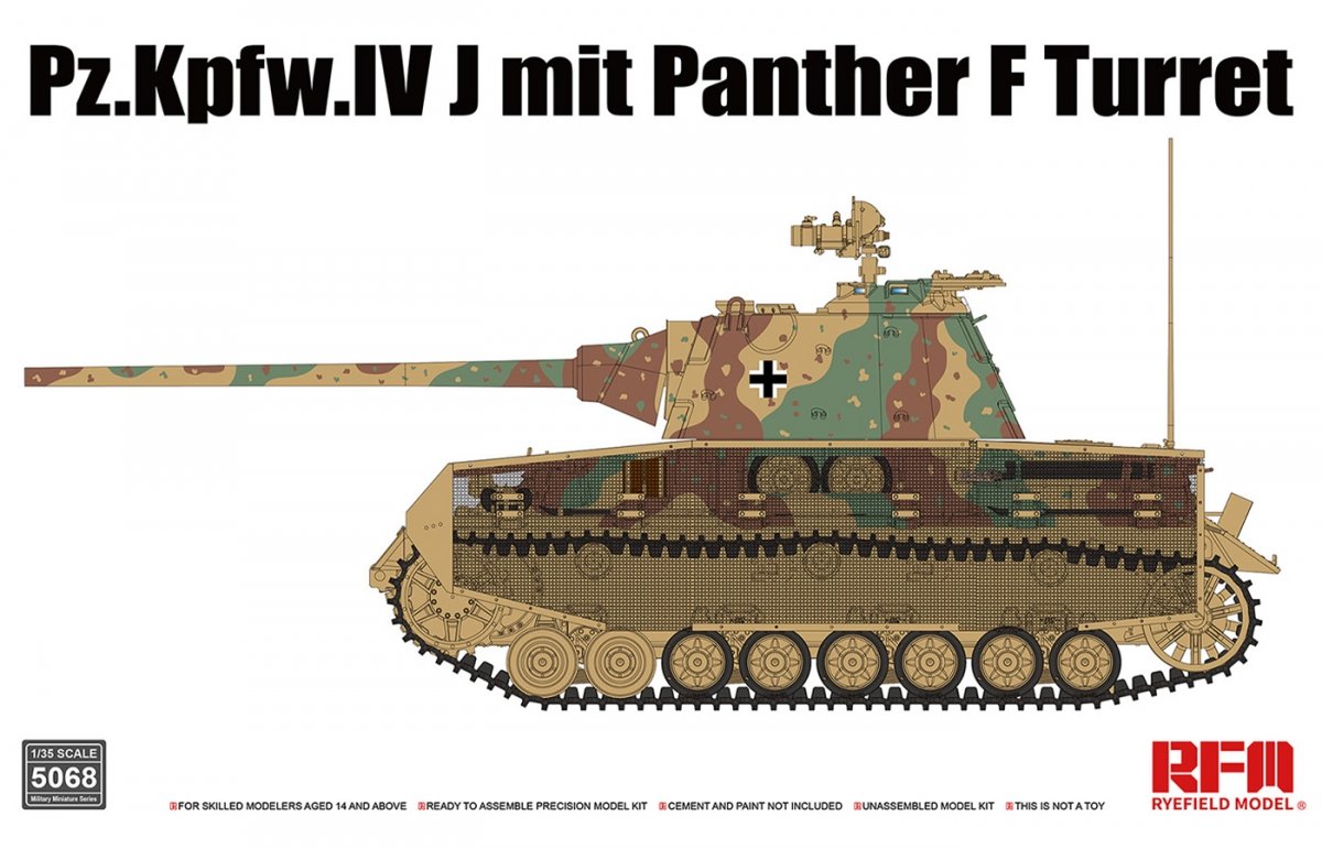 Maquette Rye Field 5068 Pz.Kpfw.IV J avec tourelle Panther F, échelle 1/35 