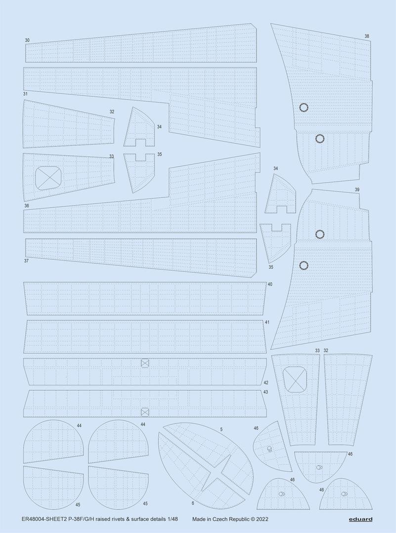Eduard ER48004 P-38F/ G/H rivets en relief et détails de surface TAMIYA 1/48 – Bild 2