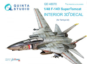 Intérieur imprimé en 3D et coloré sur papier décalcomanie Quinta Studio QD48070 F-14D (pour maquette Tamiya) 1/48