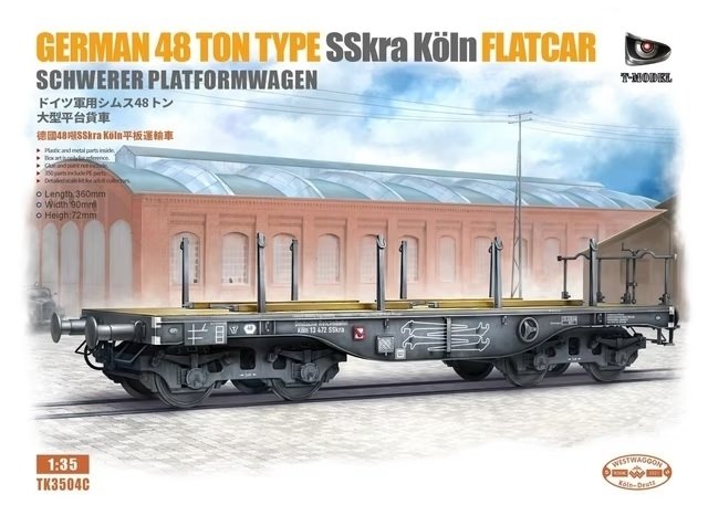 T-Model TK3504C Allemand 48 tonnes SSkra Köln Flatcar Schwerer Platformwagen 1/35