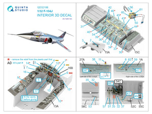 Intérieur coloré imprimé en 3D sur papier décalcomanie Quinta Studio QD32188 F-104J (Italeri) 1/32 – immagine 14