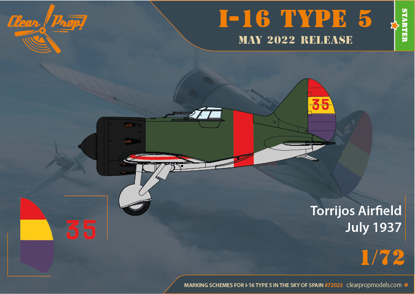 Clear Prop! CP72023 I-16 Type 5 Dans le ciel d&amp;#39;Espagne KIT DE DÉMARRAGE 1/72  – imagen 6