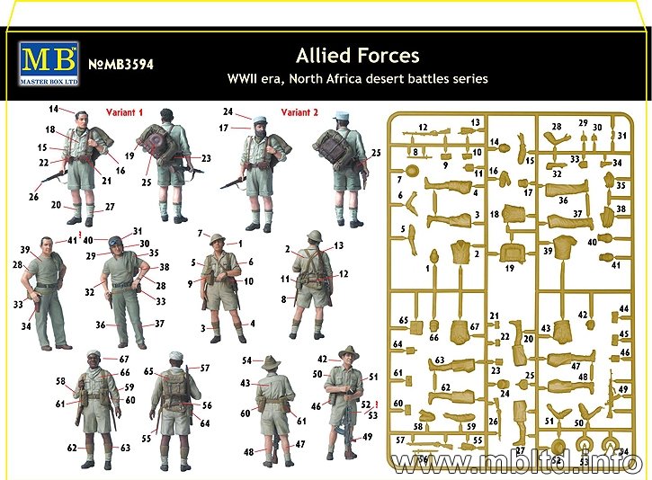 Master Box 3594 Forces alliées Seconde Guerre mondiale, batailles du désert d&amp;#39;Afrique du Nord, série 1/35  – image 2