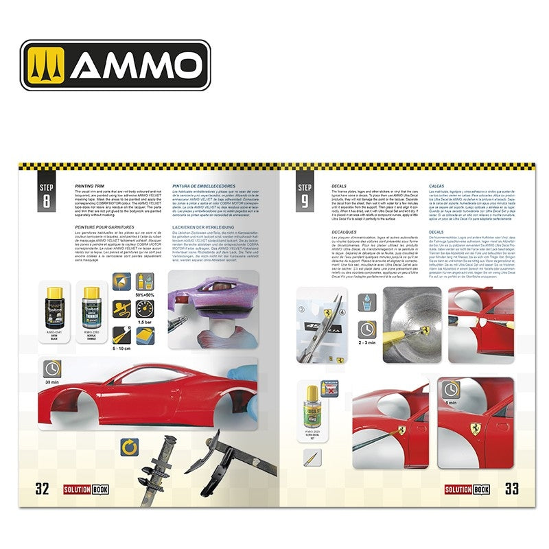 AMMO de Mig Jimenez 6604 SOLUTION BOOK 24 – Comment peindre et laquer des voitures miniatures (Livre multilingue) – immagine 4